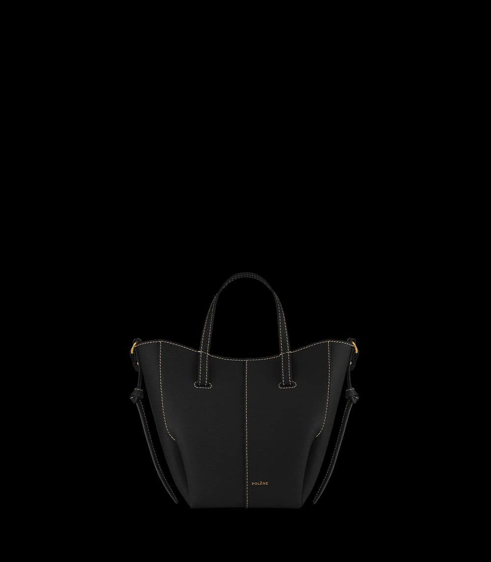 Polène CYME MINI Black Grained Ecru Stitching — authentic Polène bag