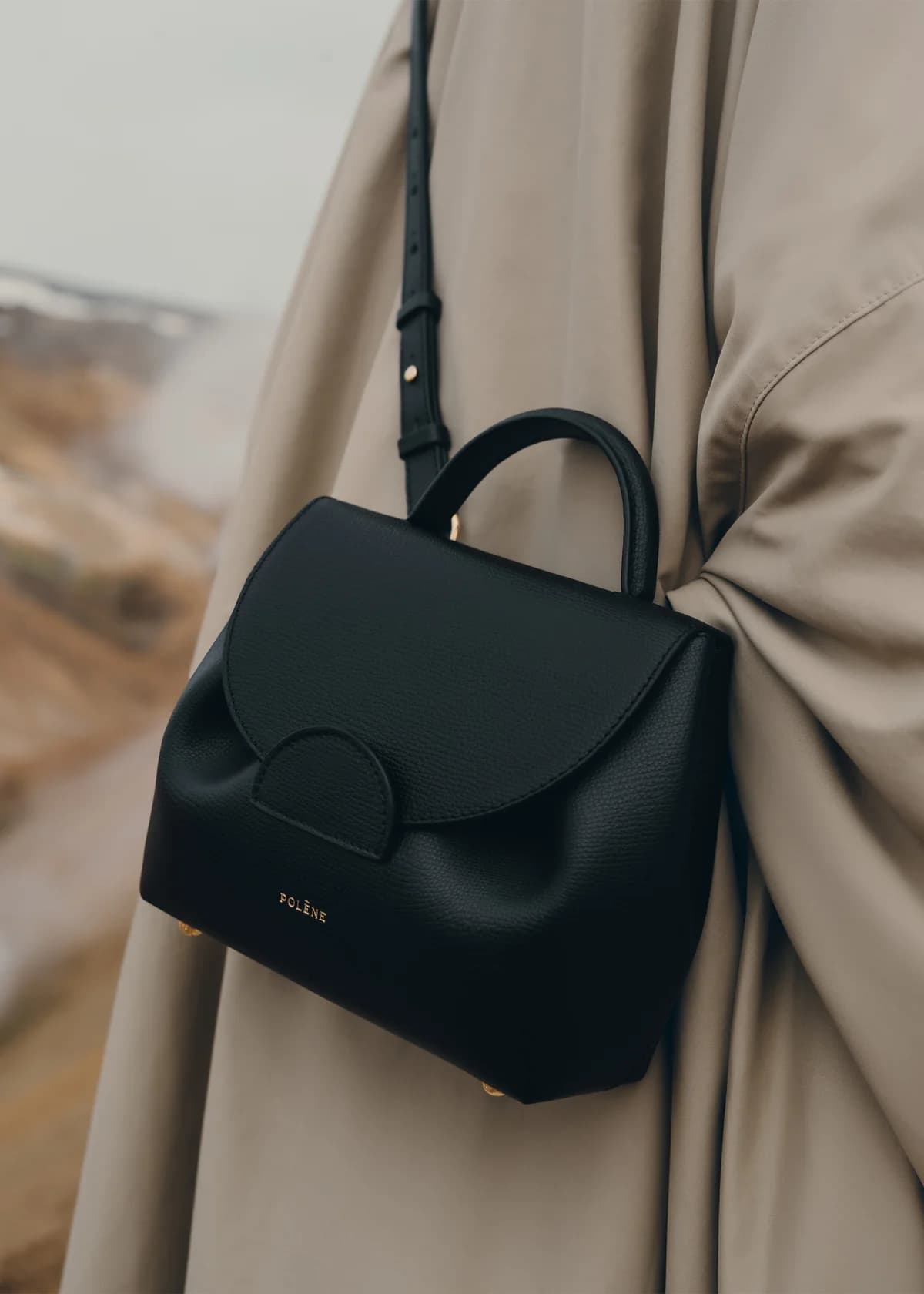 Polène Bag NUMÉRO UN NANO — Grained Black