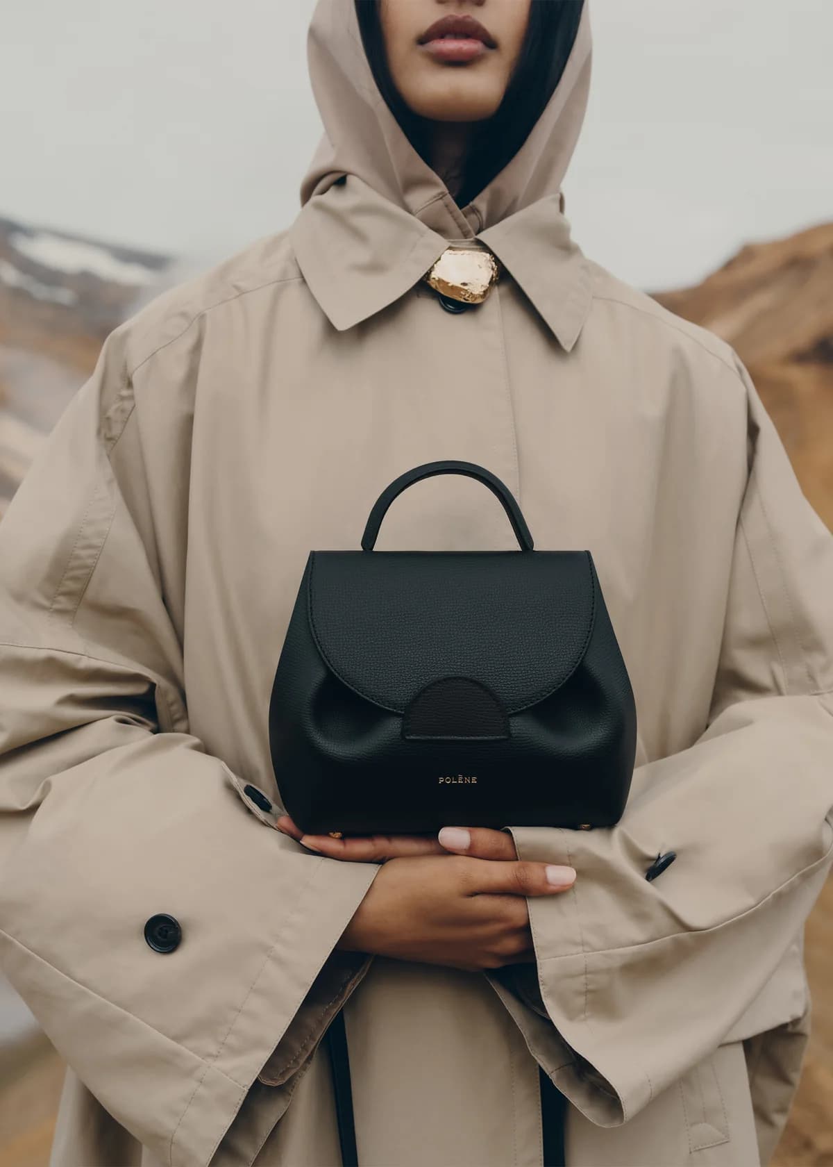 Polène Bag NUMÉRO UN NANO — Grained Black