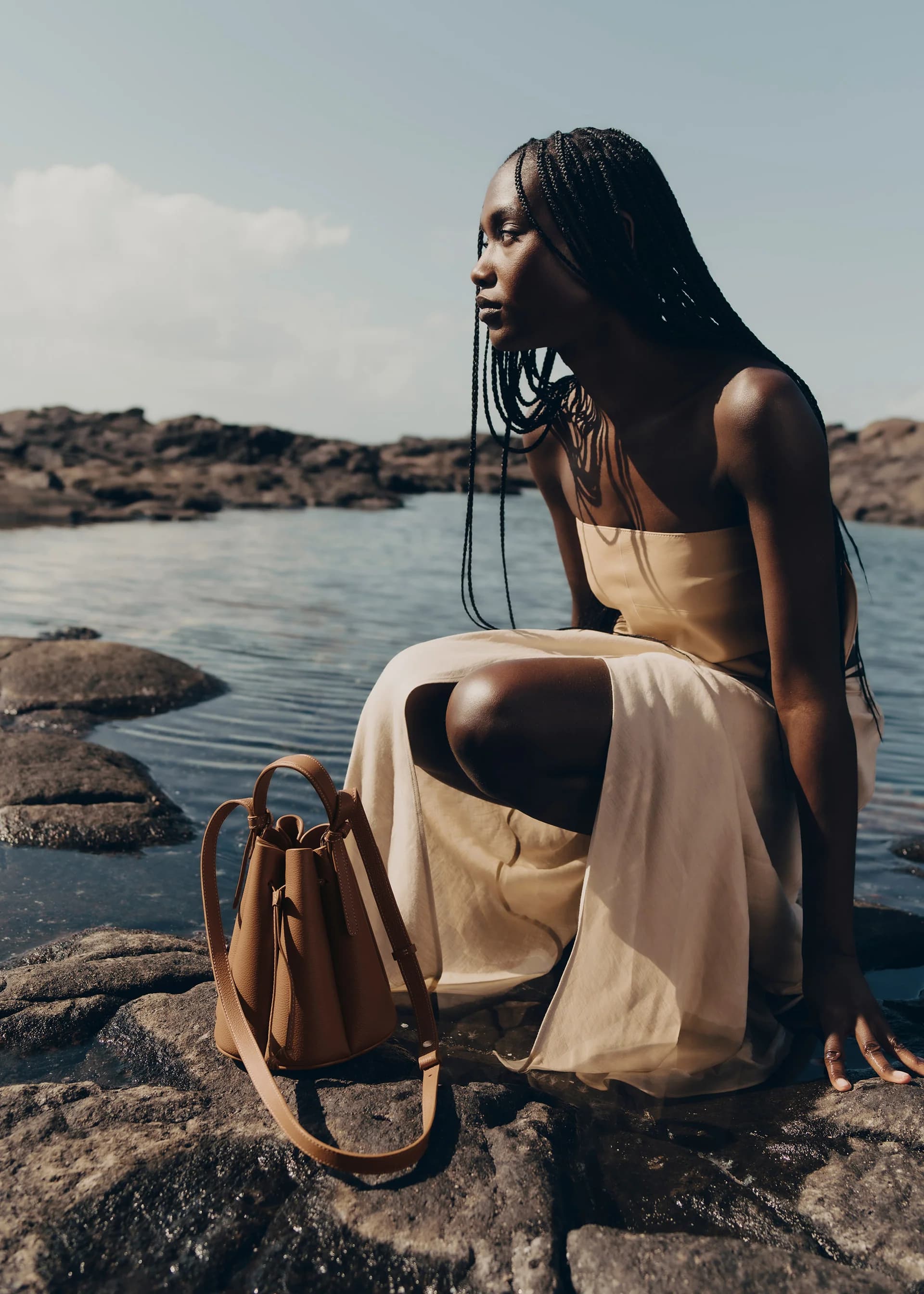 Polène Bag NUMÉRO HUIT MINI — Camel Grained