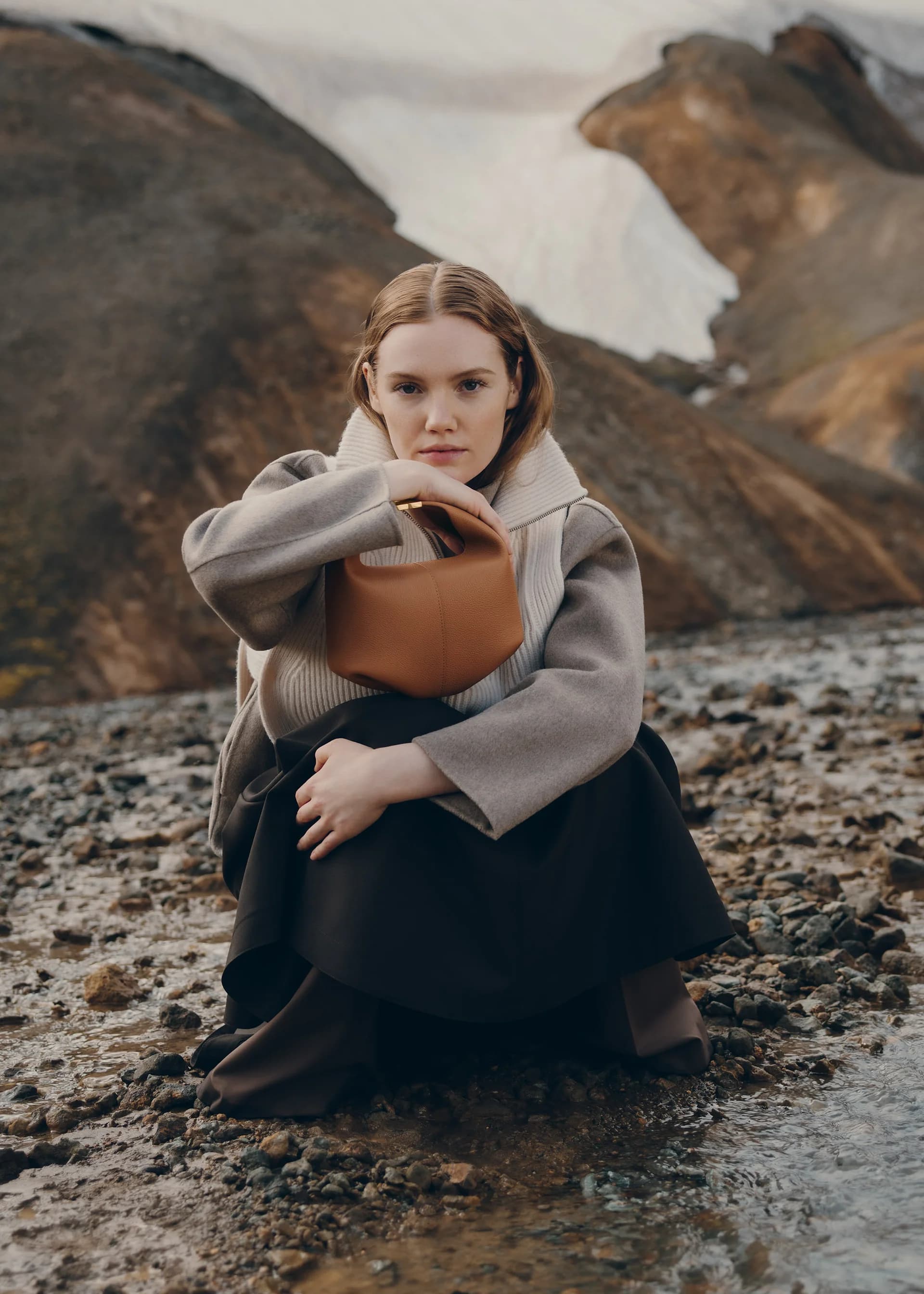 Polène Bag BÉRI BANDOULIÈRE — Camel Grained