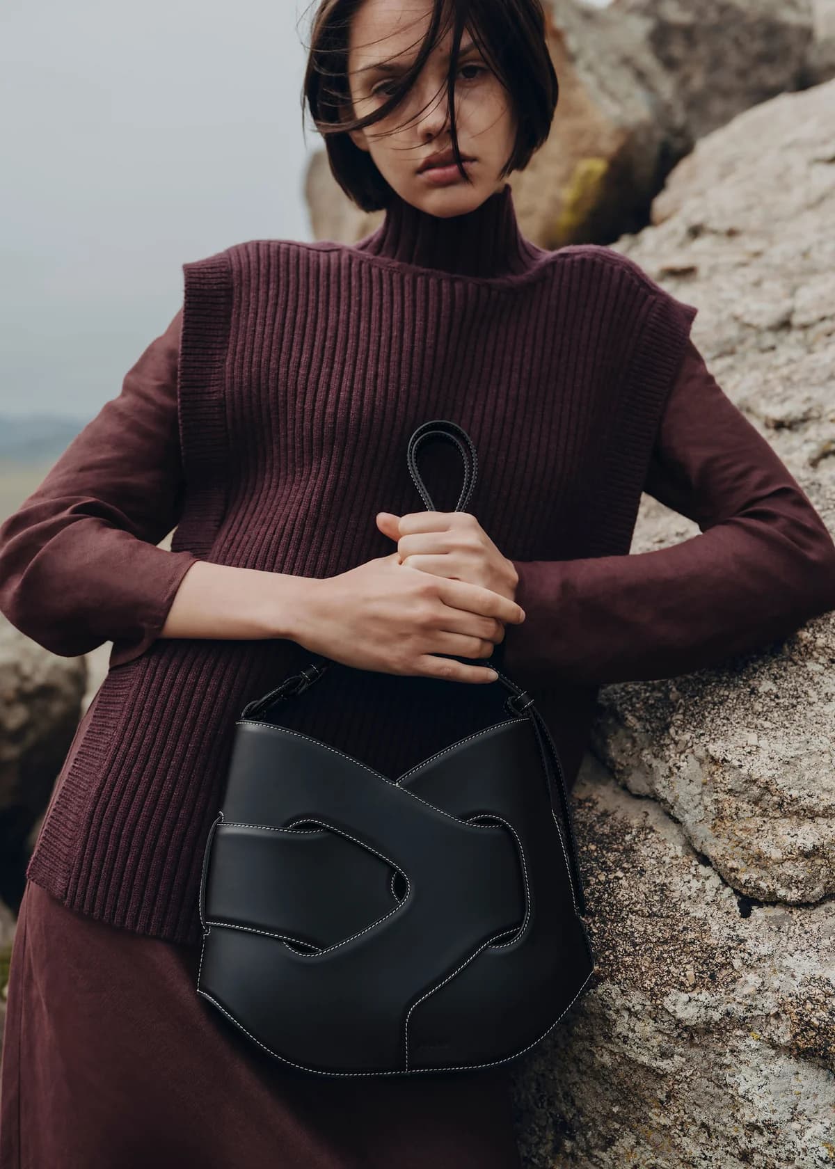 Sac Polène NODDE HOBO — Noir Grainé