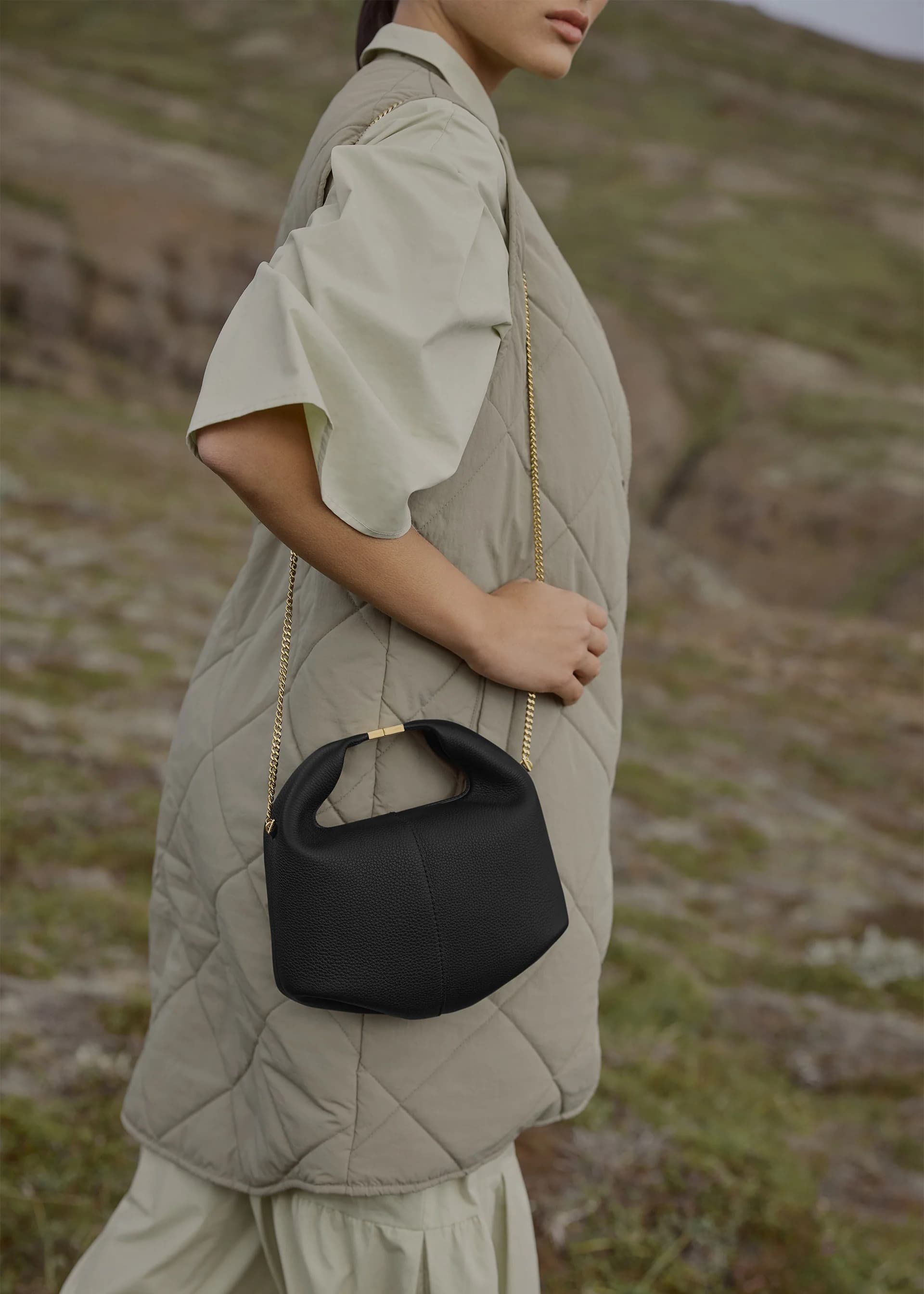 Polène Bag BÉRI CHAÎNE — Black Grained