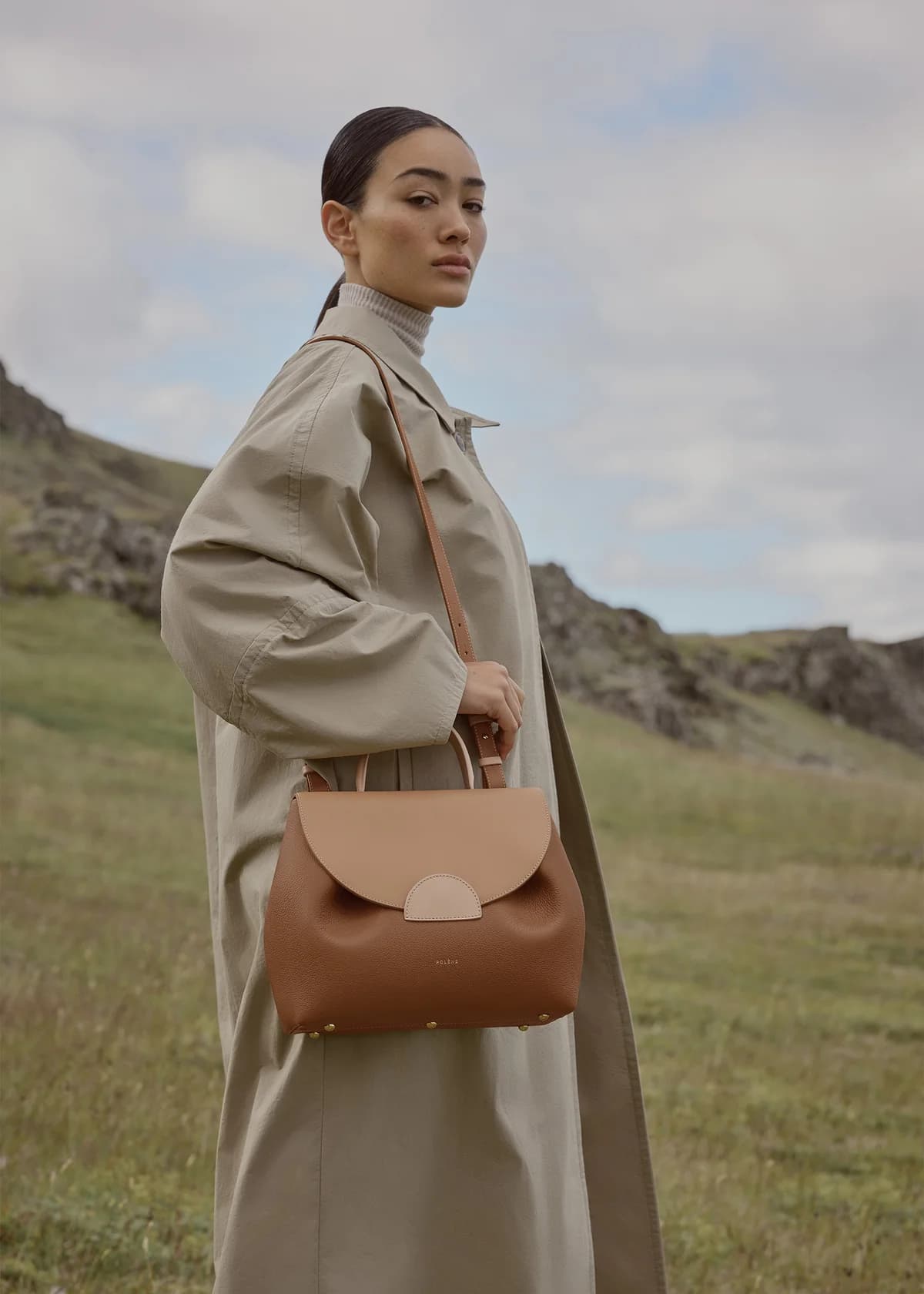 Polène Bag NUMÉRO UN — Grained Trio Camel