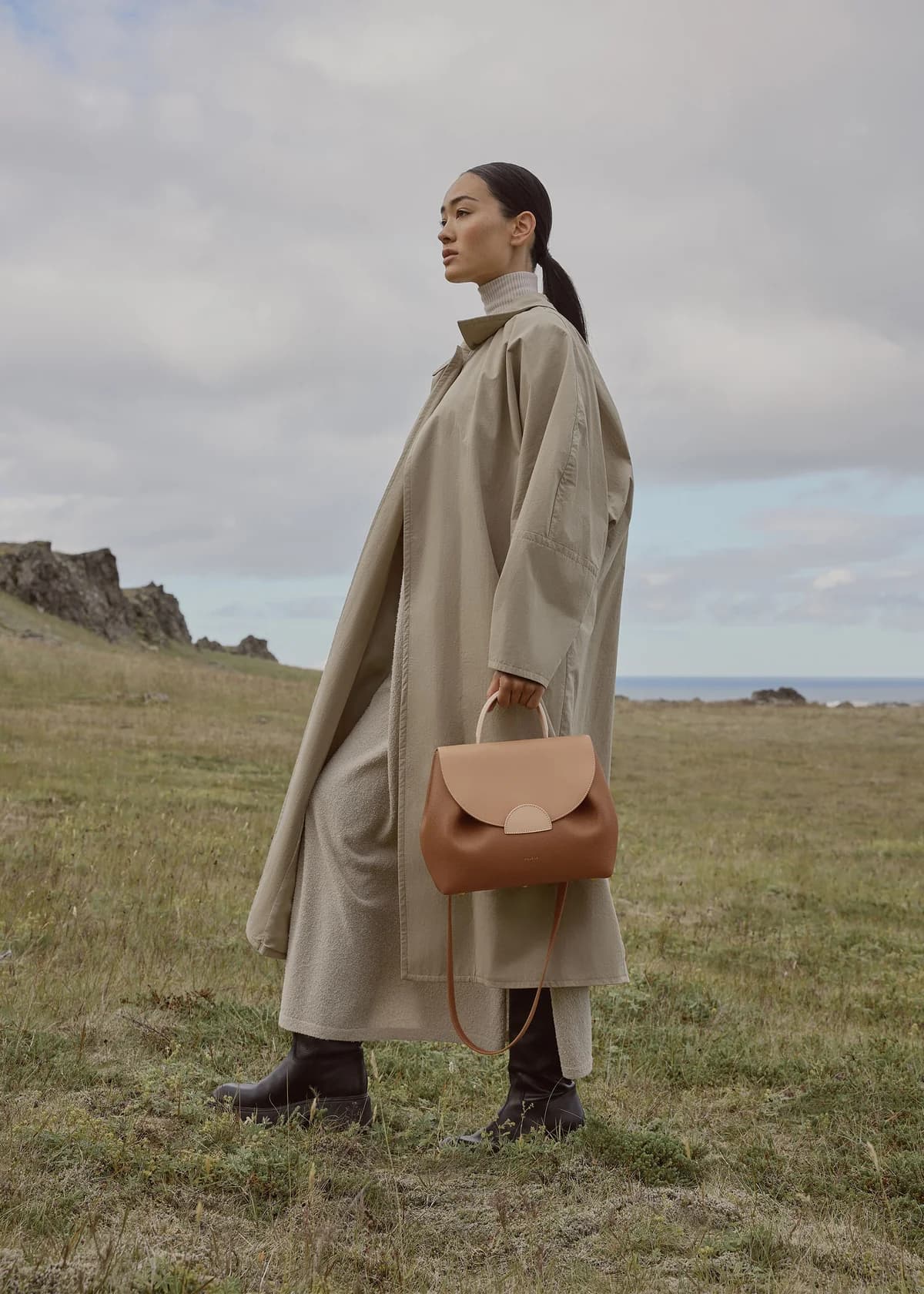 Polène Bag NUMÉRO UN — Grained Trio Camel