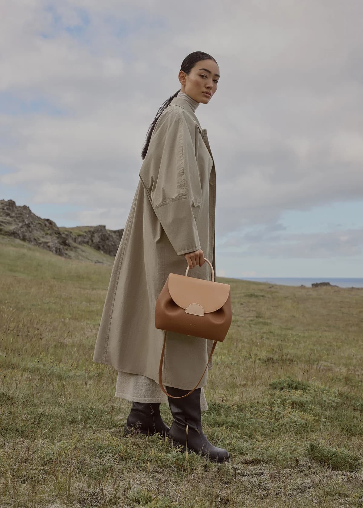 Polène Bag NUMÉRO UN — Grained Trio Camel