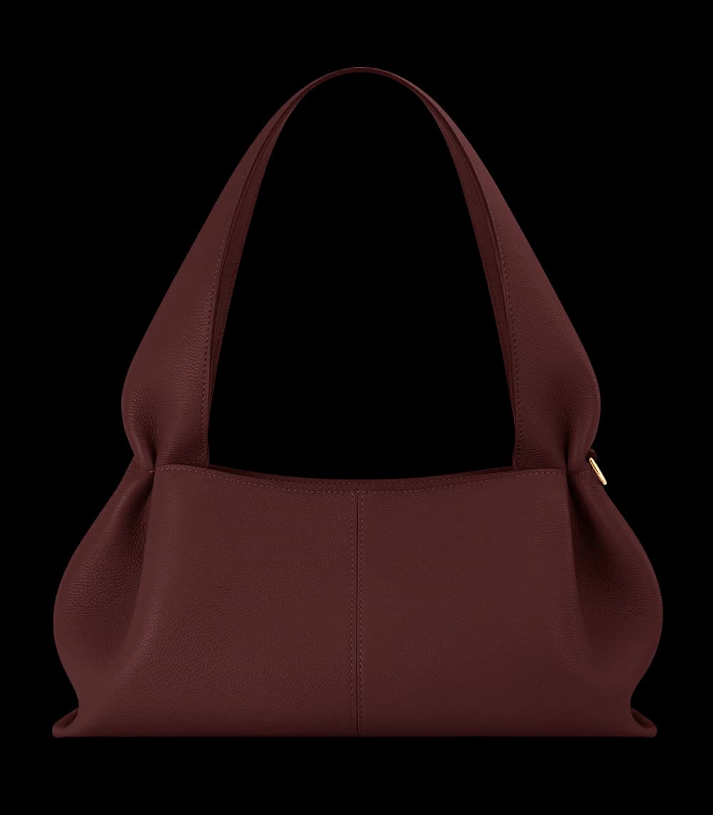 Polène NUMÉRO NEUF EAST-WEST Textured Black Cherry — sac Polène authentique