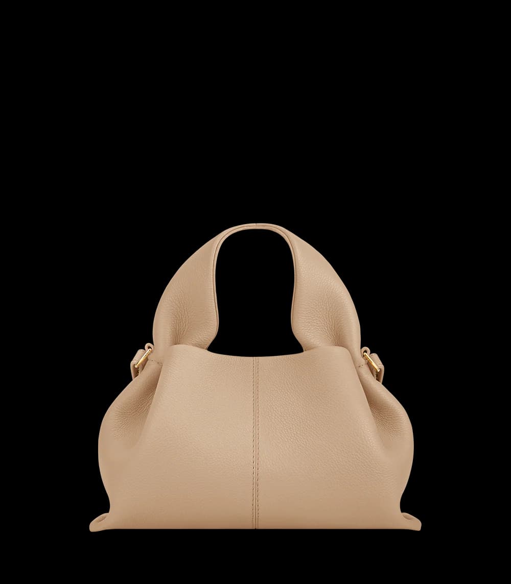 Polène NUMÉRO NEUF MINI Beige Grained — sac Polène authentique