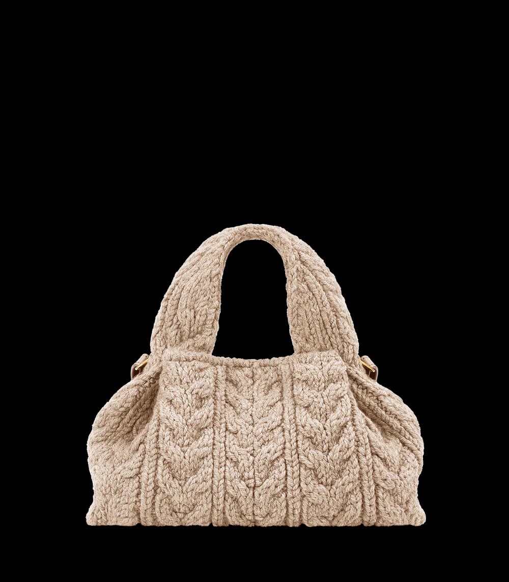 Polène NUMÉRO NEUF MINI Cream Knit — sac Polène authentique
