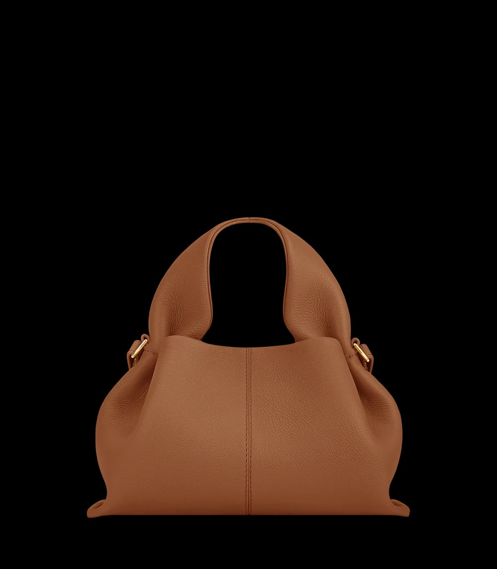 Polène Numéro Neuf Mini in Camel — styled outfit hero