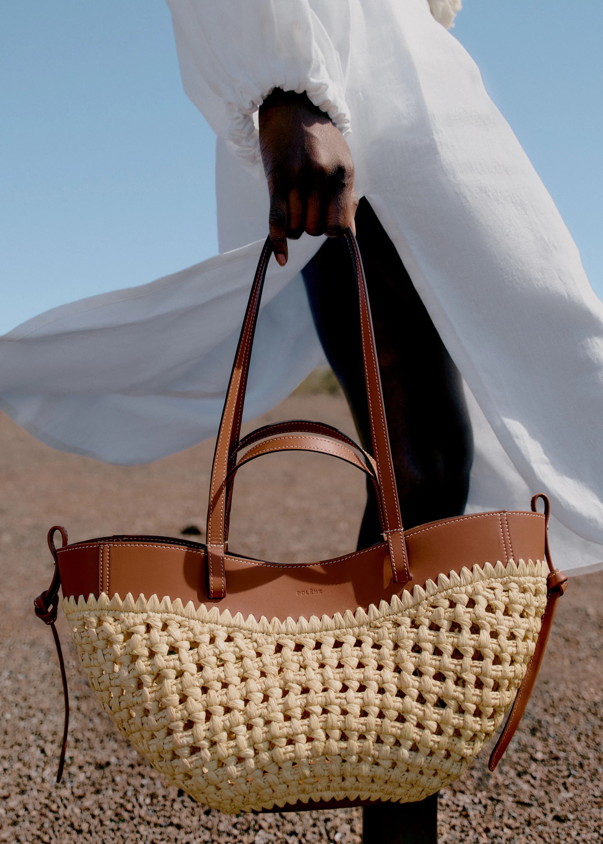Polène Bag CYME MINI RAPHIA — Natural Raffia
