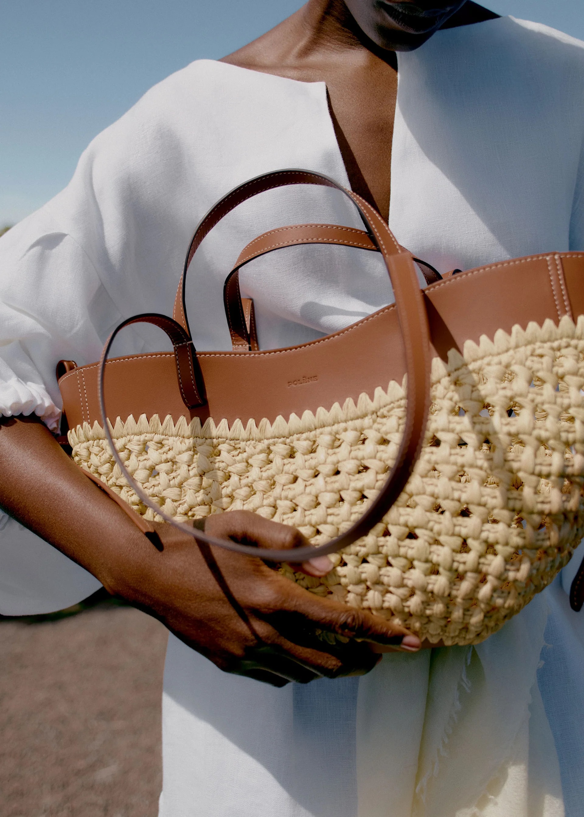 Polène Bag CYME MINI RAPHIA — Natural Raffia